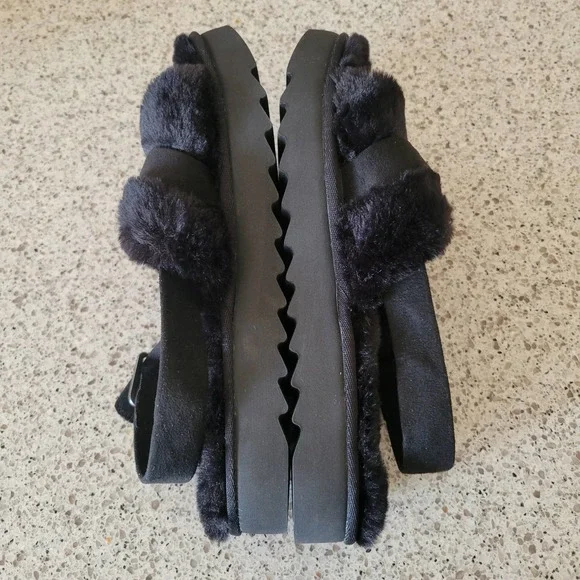 Koolaburra by UGG Fuzz'd Out Womens Slingback Sandals Black NWOT✨️sz 8 - Picture 10 of 13